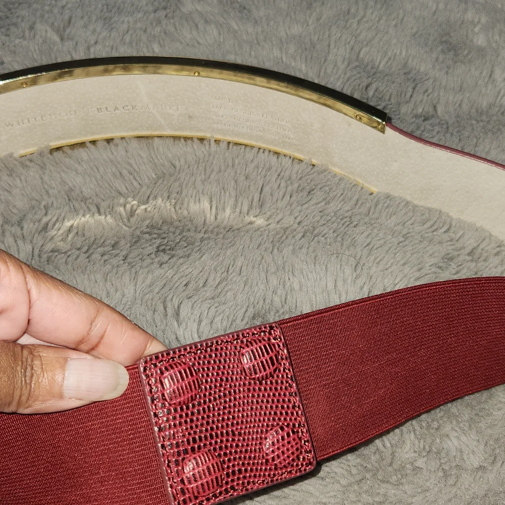 White House Black Market Genuine Leather Crimson and Gold Snakeskin Belt